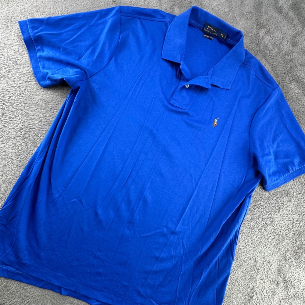 Polo Ralph Lauren Polo Shirt Men XXL Blue Excellent Pima Soft Touch Short Sleeve